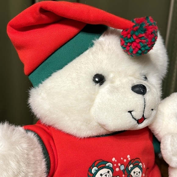 Vintage 1989 BB Bear White Bear & Baby Plush TB Trading Stuffed Animal Christmas - Picture 7 of 15